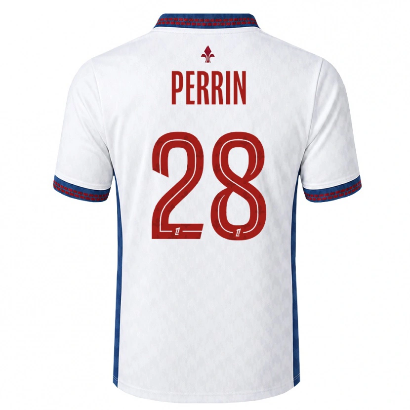 Danxen Børn Gaëtan Perrin #28 Rød Hvid Blå Udebane Spillertrøjer 2026/27 Trøje T-Shirt