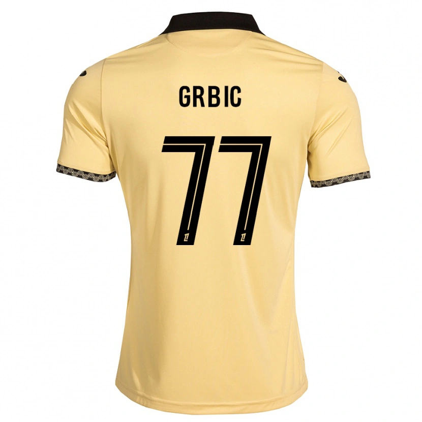 Danxen Børn Adrian Grbic #77 Navajohvid Sort Udebane Spillertrøjer 2026/27 Trøje T-Shirt