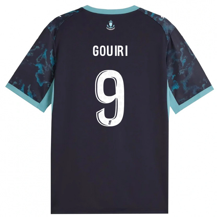 Danxen Børn Amine Gouiri #9 Bleg Turkis Hvid Sort Udebane Spillertrøjer 2026/27 Trøje T-Shirt