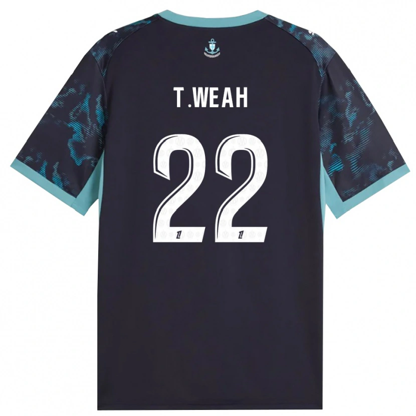 Danxen Børn Timothy Weah #22 Bleg Turkis Hvid Sort Udebane Spillertrøjer 2026/27 Trøje T-Shirt