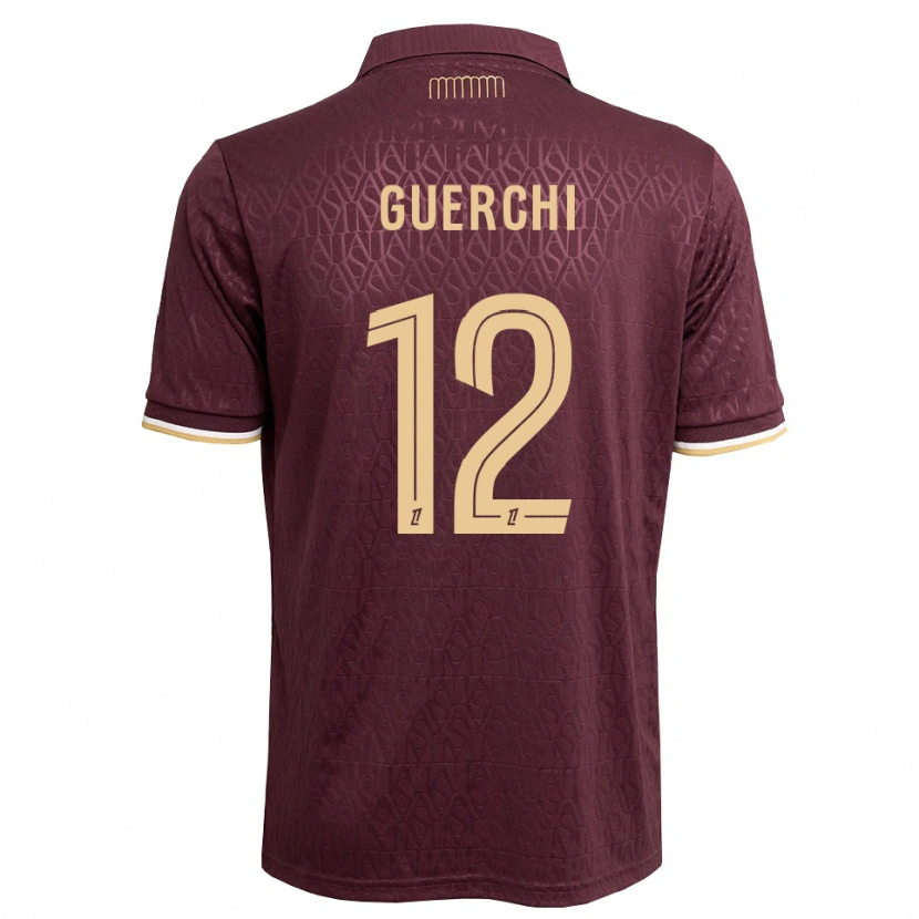 Danxen Børn Wassim Guerchi #12 Mørkerød Sandfarvet Udebane Spillertrøjer 2026/27 Trøje T-Shirt