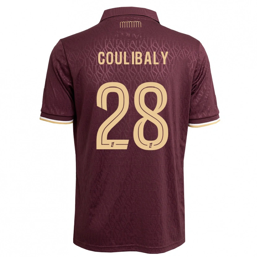 Danxen Børn Mamadou Coulibaly #28 Mørkerød Sandfarvet Udebane Spillertrøjer 2026/27 Trøje T-Shirt