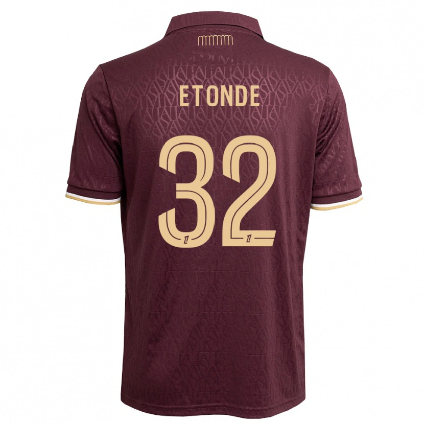 Danxen Børn Romaric Etonde #32 Mørkerød Sandfarvet Udebane Spillertrøjer 2026/27 Trøje T-Shirt