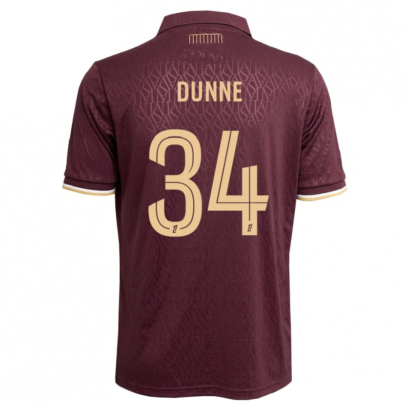 Danxen Børn David Dunne #34 Mørkerød Sandfarvet Udebane Spillertrøjer 2026/27 Trøje T-Shirt