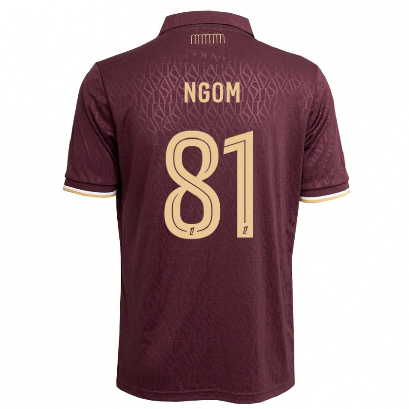 Danxen Børn Libasse Ngom #81 Mørkerød Sandfarvet Udebane Spillertrøjer 2026/27 Trøje T-Shirt