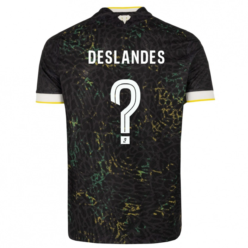 Danxen Børn Louness Deslandes #0 Sort Hvid Gul Udebane Spillertrøjer 2026/27 Trøje T-Shirt