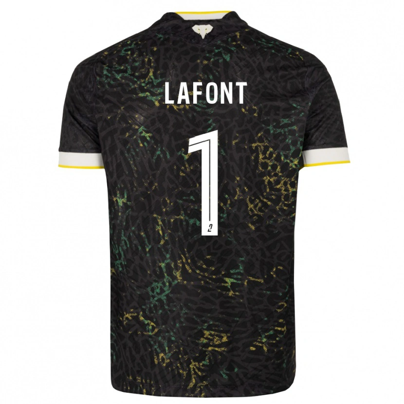 Danxen Børn Alban Lafont #1 Sort Hvid Gul Udebane Spillertrøjer 2026/27 Trøje T-Shirt