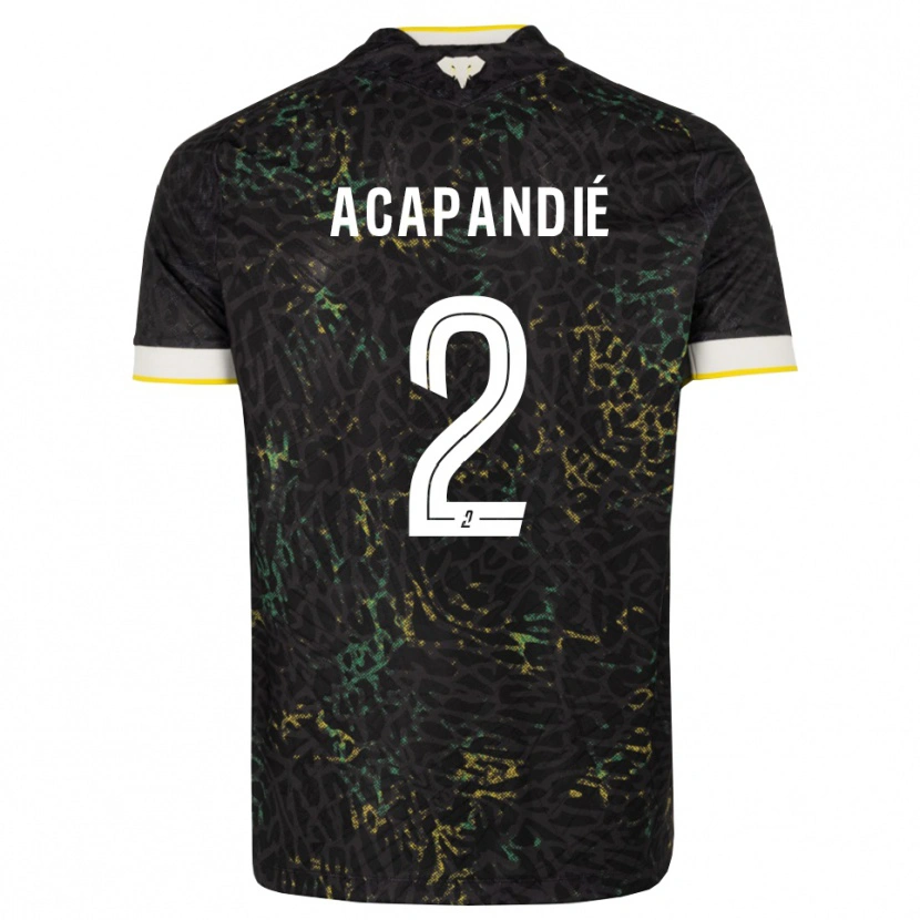 Danxen Børn Mathieu Acapandié #2 Sort Hvid Gul Udebane Spillertrøjer 2026/27 Trøje T-Shirt