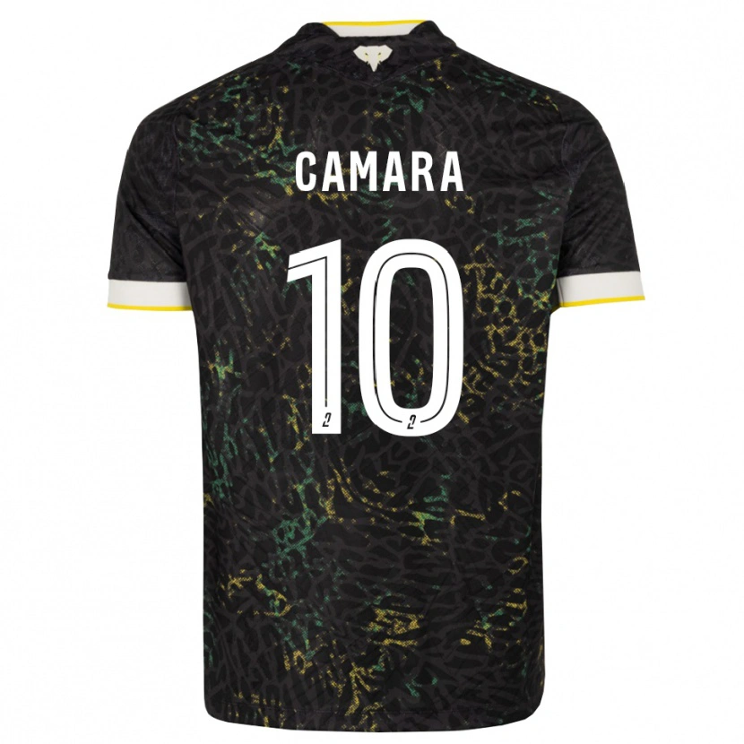Danxen Børn Ibrahim Camara #10 Sort Hvid Gul Udebane Spillertrøjer 2026/27 Trøje T-Shirt
