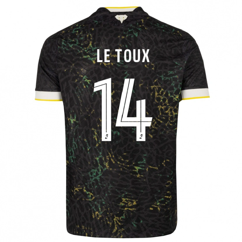 Danxen Børn Many Le Toux #14 Sort Hvid Gul Udebane Spillertrøjer 2026/27 Trøje T-Shirt