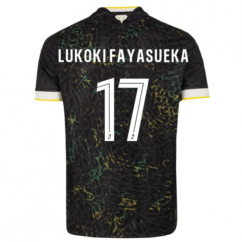 Danxen Børn Kévin Lukoki Fayasueka #17 Sort Hvid Gul Udebane Spillertrøjer 2026/27 Trøje T-Shirt