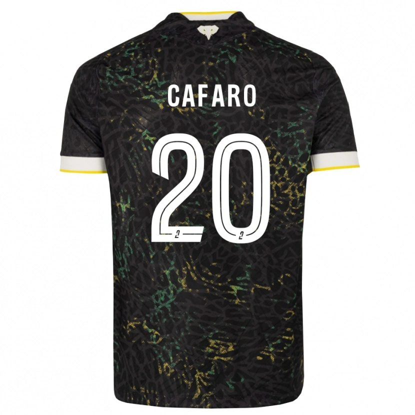 Danxen Børn Mathieu Cafaro #20 Sort Hvid Gul Udebane Spillertrøjer 2026/27 Trøje T-Shirt