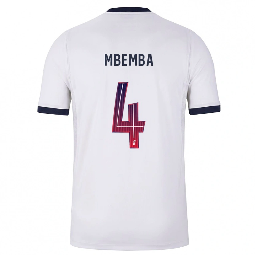 Danxen Børn Stanislas Mbemba #4 Hvid Sort Rød Udebane Spillertrøjer 2026/27 Trøje T-Shirt