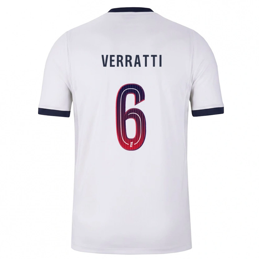 Danxen Børn Marco Verratti #6 Hvid Sort Rød Udebane Spillertrøjer 2026/27 Trøje T-Shirt