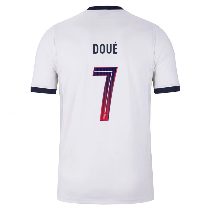 Danxen Børn Gueladan Doué #7 Hvid Sort Rød Udebane Spillertrøjer 2026/27 Trøje T-Shirt