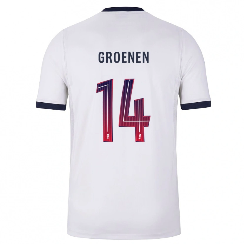 Danxen Børn Jackie Groenen #14 Hvid Sort Rød Udebane Spillertrøjer 2026/27 Trøje T-Shirt