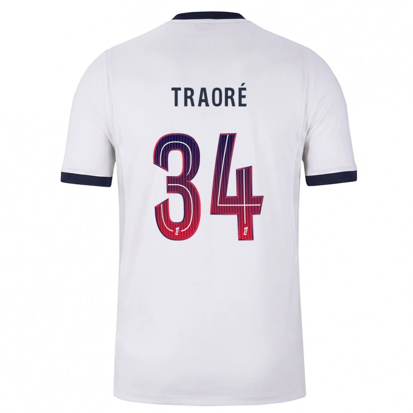 Danxen Børn Naolia Traoré #34 Hvid Sort Rød Udebane Spillertrøjer 2026/27 Trøje T-Shirt