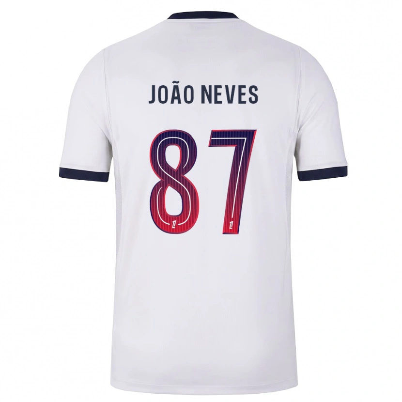Danxen Børn João Neves #87 Hvid Sort Rød Udebane Spillertrøjer 2026/27 Trøje T-Shirt