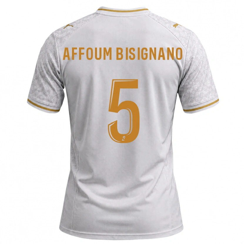 Danxen Børn Layan Affoum Bisignano #5 Hvid Grå Gyldenrod Udebane Spillertrøjer 2026/27 Trøje T-Shirt