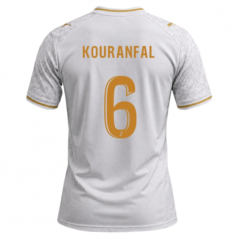 Danxen Børn Chamsedin Kouranfal #6 Hvid Grå Gyldenrod Udebane Spillertrøjer 2026/27 Trøje T-Shirt