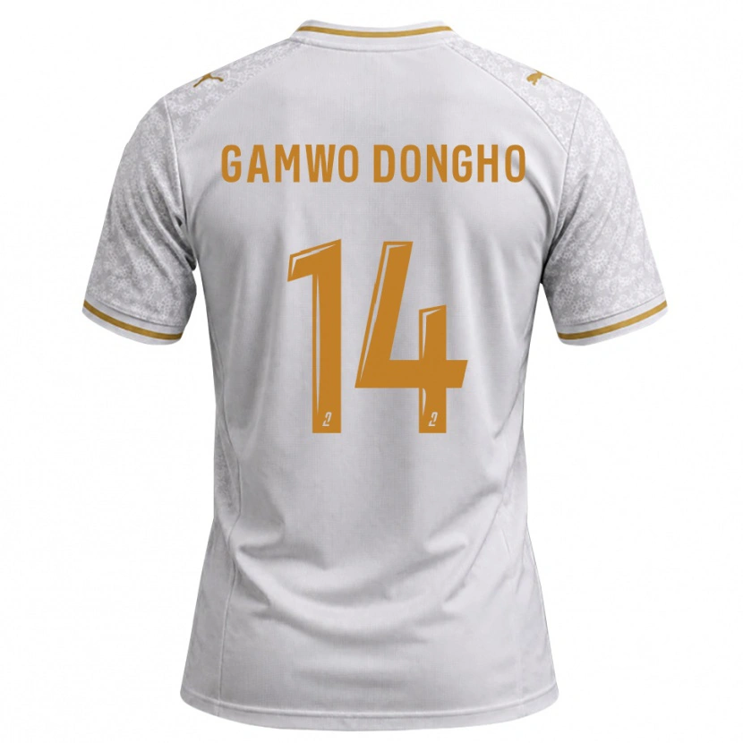 Danxen Børn Samuel Gamwo Dongho #14 Hvid Grå Gyldenrod Udebane Spillertrøjer 2026/27 Trøje T-Shirt