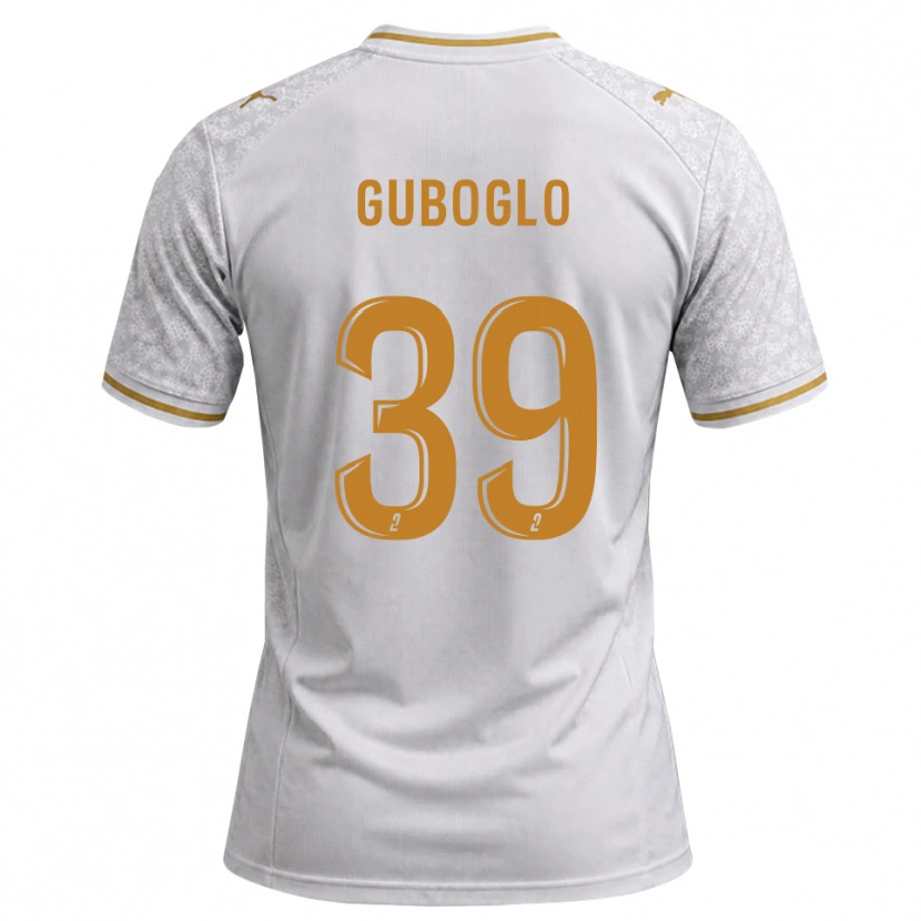 Danxen Børn Aleksandr Guboglo #39 Hvid Grå Gyldenrod Udebane Spillertrøjer 2026/27 Trøje T-Shirt