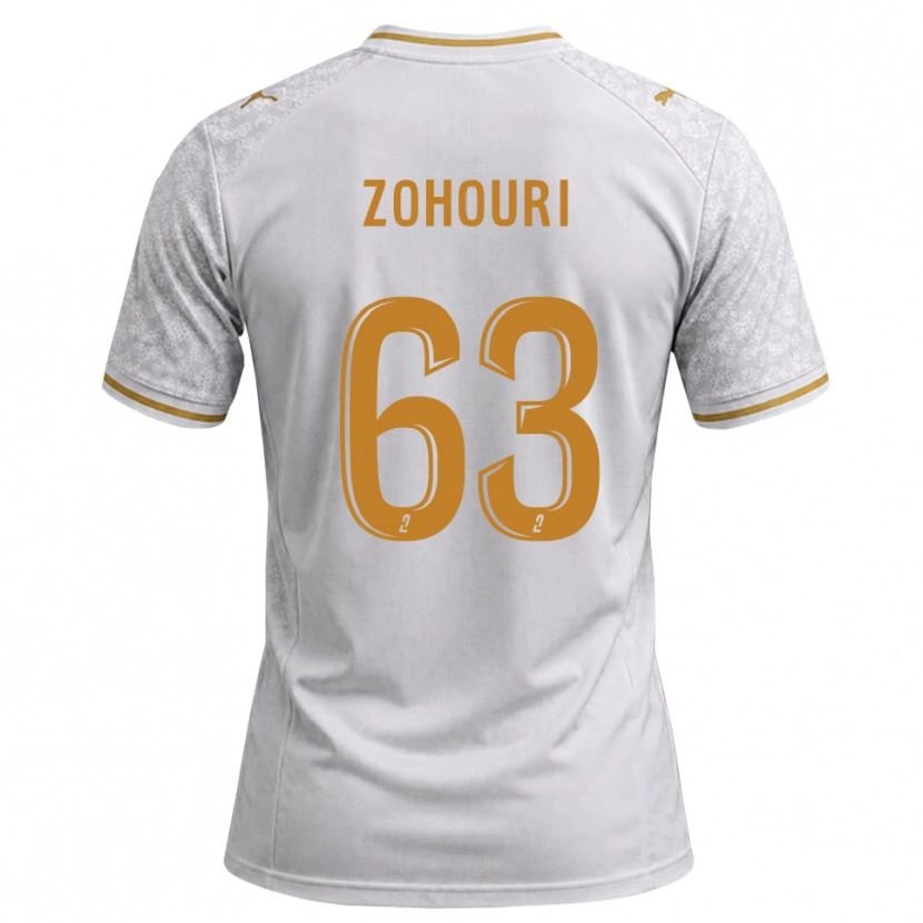 Danxen Børn Armel Zohouri #63 Hvid Grå Gyldenrod Udebane Spillertrøjer 2026/27 Trøje T-Shirt