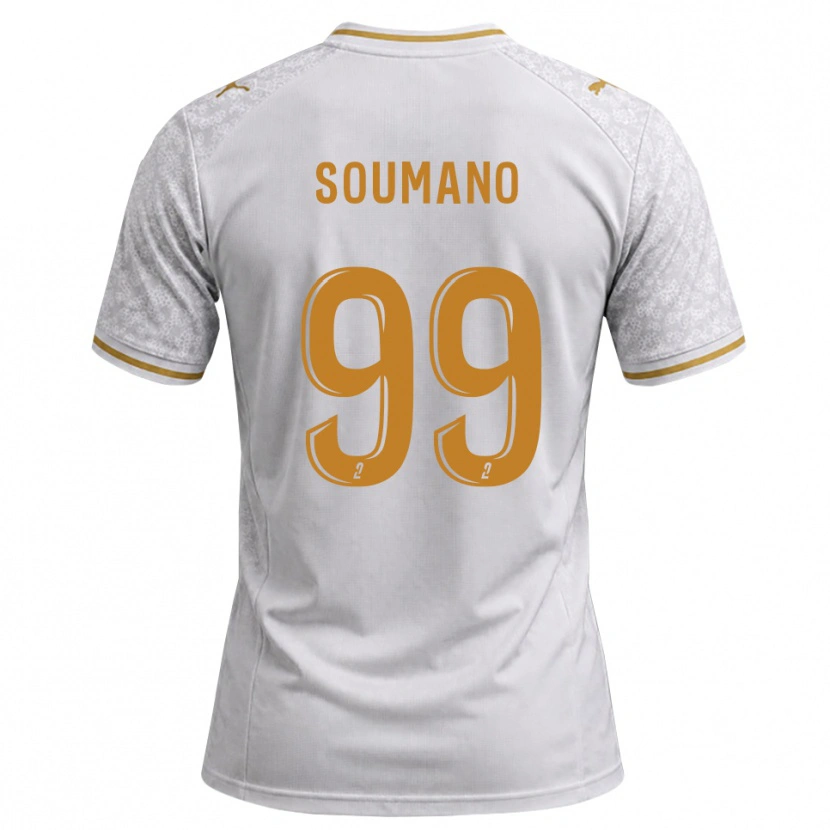 Danxen Børn Sambou Soumano #99 Hvid Grå Gyldenrod Udebane Spillertrøjer 2026/27 Trøje T-Shirt
