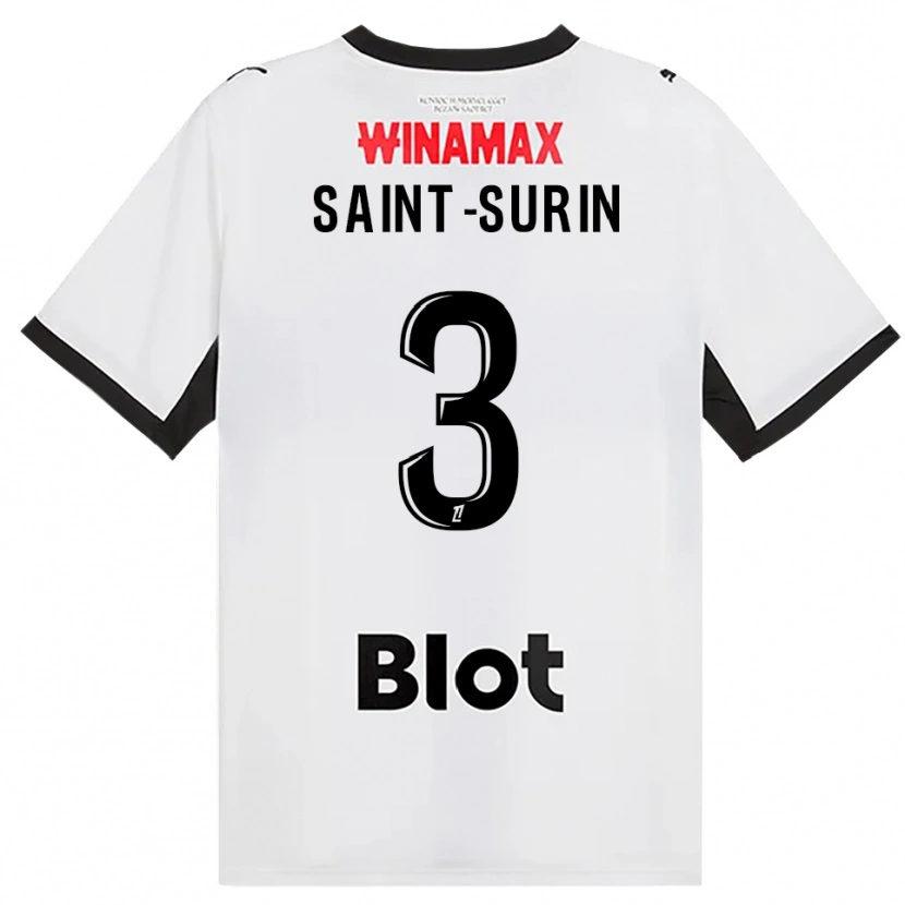 Danxen Børn Rio Saint-Surin #3 Sort Hvid Rød Udebane Spillertrøjer 2026/27 Trøje T-Shirt