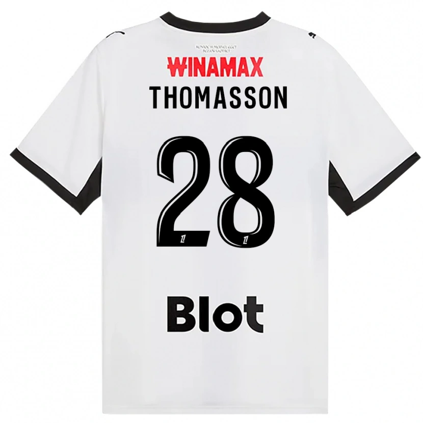 Danxen Børn Adrien Thomasson #28 Sort Hvid Rød Udebane Spillertrøjer 2026/27 Trøje T-Shirt