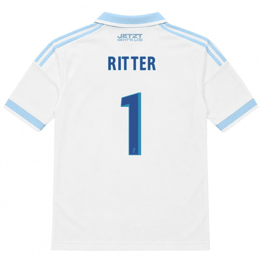 Danxen Børn Maxime Ritter #1 Lys Himmelblå Hvid Rød Udebane Spillertrøjer 2026/27 Trøje T-Shirt