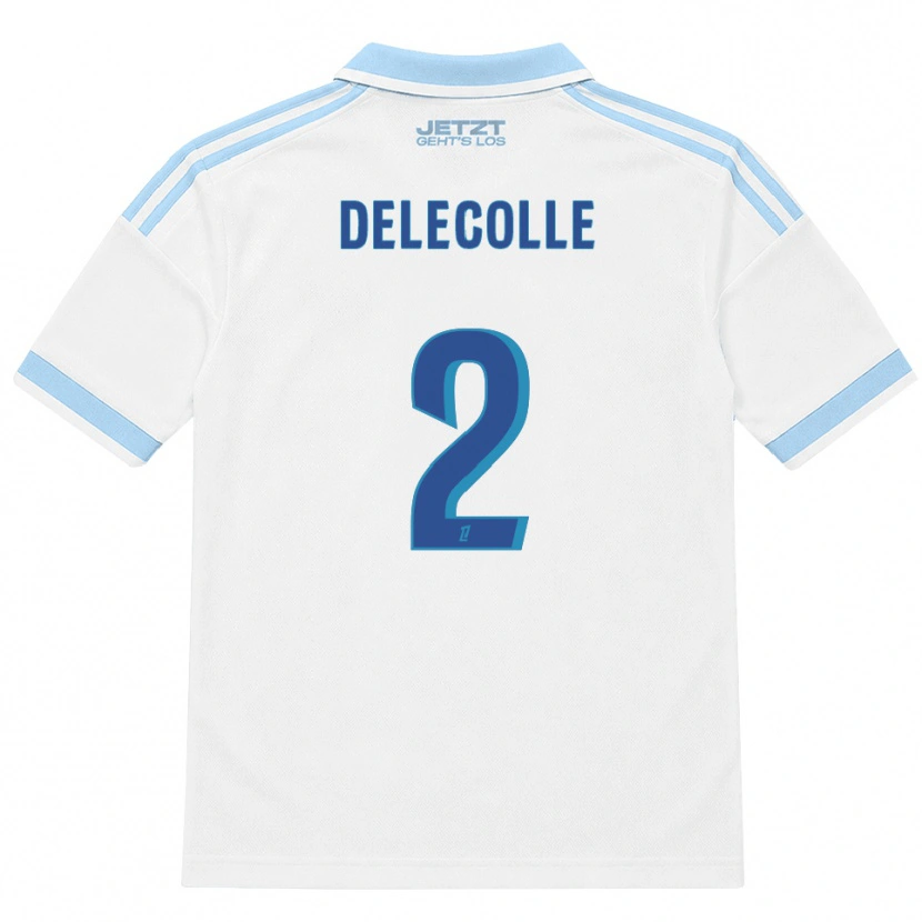 Danxen Børn Timéo Delecolle #2 Lys Himmelblå Hvid Rød Udebane Spillertrøjer 2026/27 Trøje T-Shirt