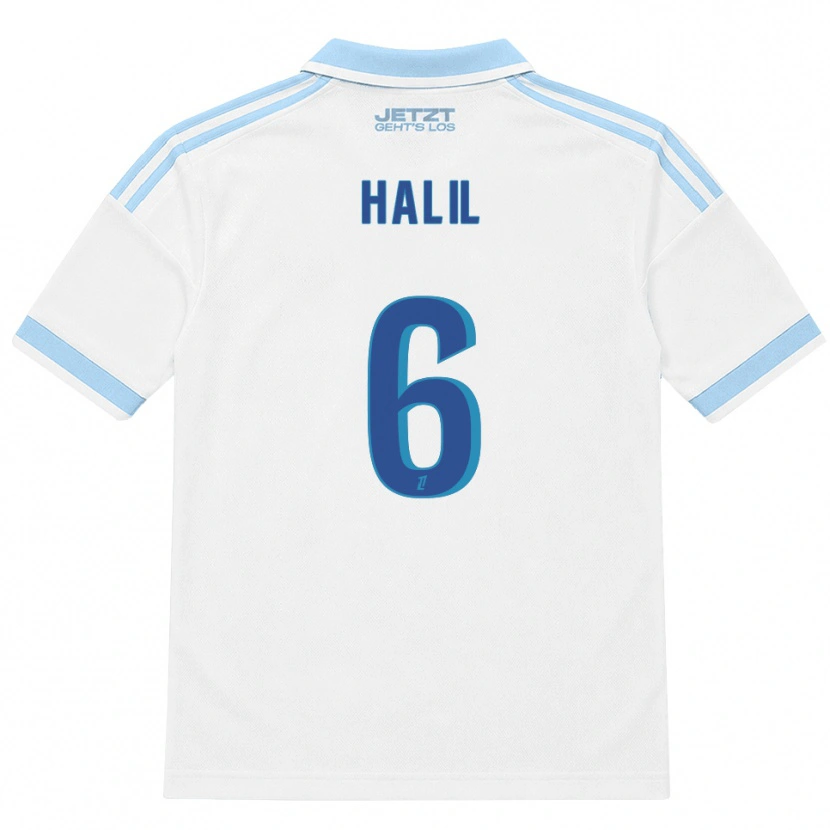 Danxen Børn Fouad Halil #6 Lys Himmelblå Hvid Rød Udebane Spillertrøjer 2026/27 Trøje T-Shirt
