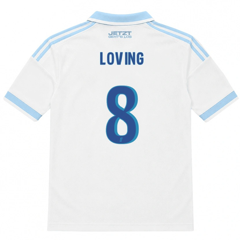 Danxen Børn Emma Loving #8 Lys Himmelblå Hvid Rød Udebane Spillertrøjer 2026/27 Trøje T-Shirt