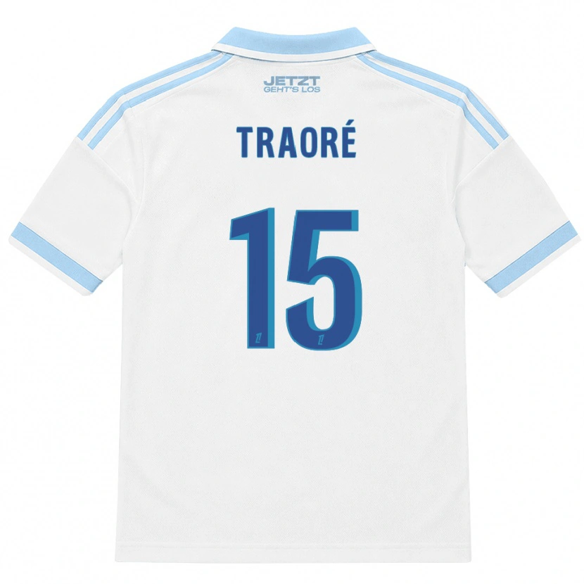 Danxen Børn Erwan Traoré #15 Lys Himmelblå Hvid Rød Udebane Spillertrøjer 2026/27 Trøje T-Shirt