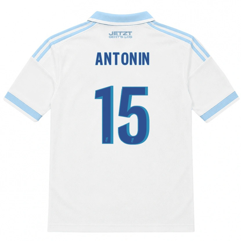 Danxen Børn Erwan Antonin #15 Lys Himmelblå Hvid Rød Udebane Spillertrøjer 2026/27 Trøje T-Shirt