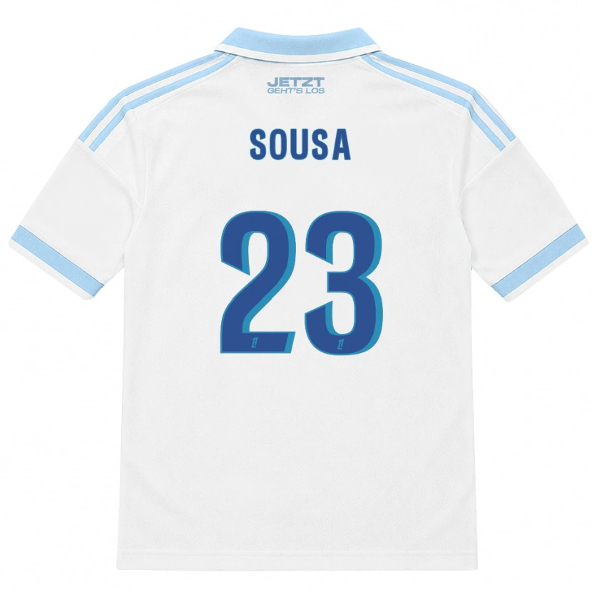 Danxen Børn Diogo Sousa #23 Lys Himmelblå Hvid Rød Udebane Spillertrøjer 2026/27 Trøje T-Shirt