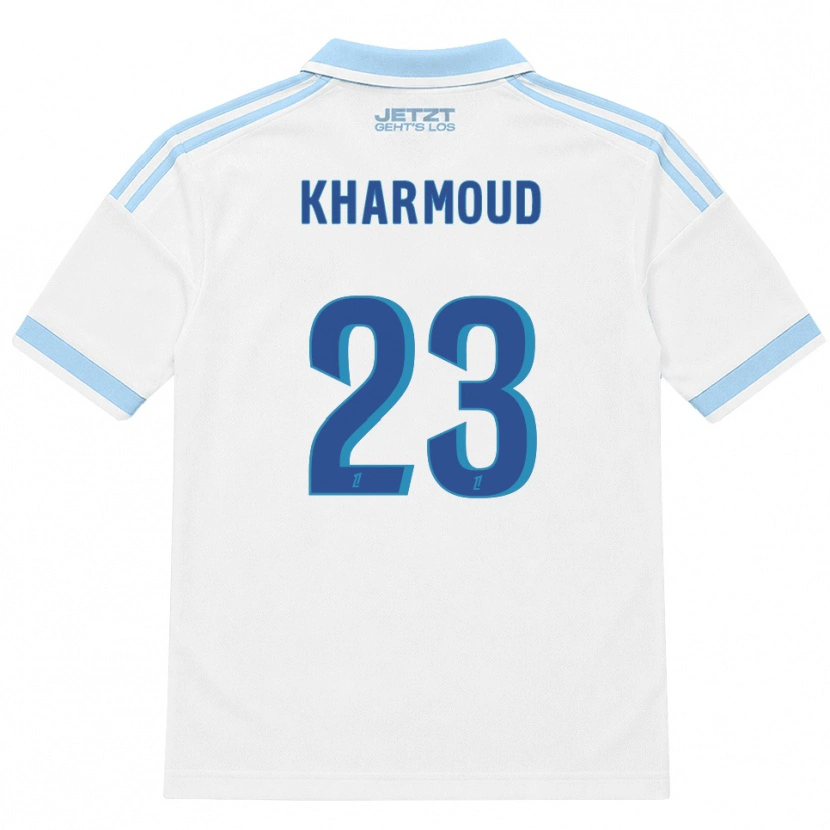 Danxen Børn Rayan Kharmoud #23 Lys Himmelblå Hvid Rød Udebane Spillertrøjer 2026/27 Trøje T-Shirt