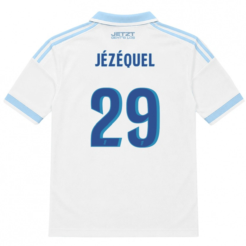 Danxen Børn Emmy Jézéquel #29 Lys Himmelblå Hvid Rød Udebane Spillertrøjer 2026/27 Trøje T-Shirt