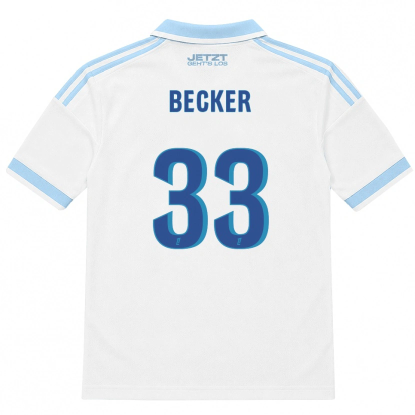 Danxen Børn Yoann Becker #33 Lys Himmelblå Hvid Rød Udebane Spillertrøjer 2026/27 Trøje T-Shirt