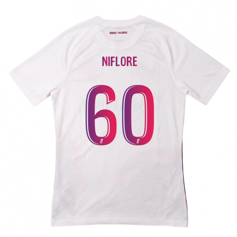 Danxen Børn Mathys Niflore #60 Hvid Pink Lilla Udebane Spillertrøjer 2026/27 Trøje T-Shirt