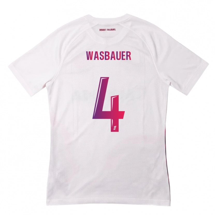 Danxen Børn Nicolas Wasbauer #4 Hvid Pink Lilla Udebane Spillertrøjer 2026/27 Trøje T-Shirt