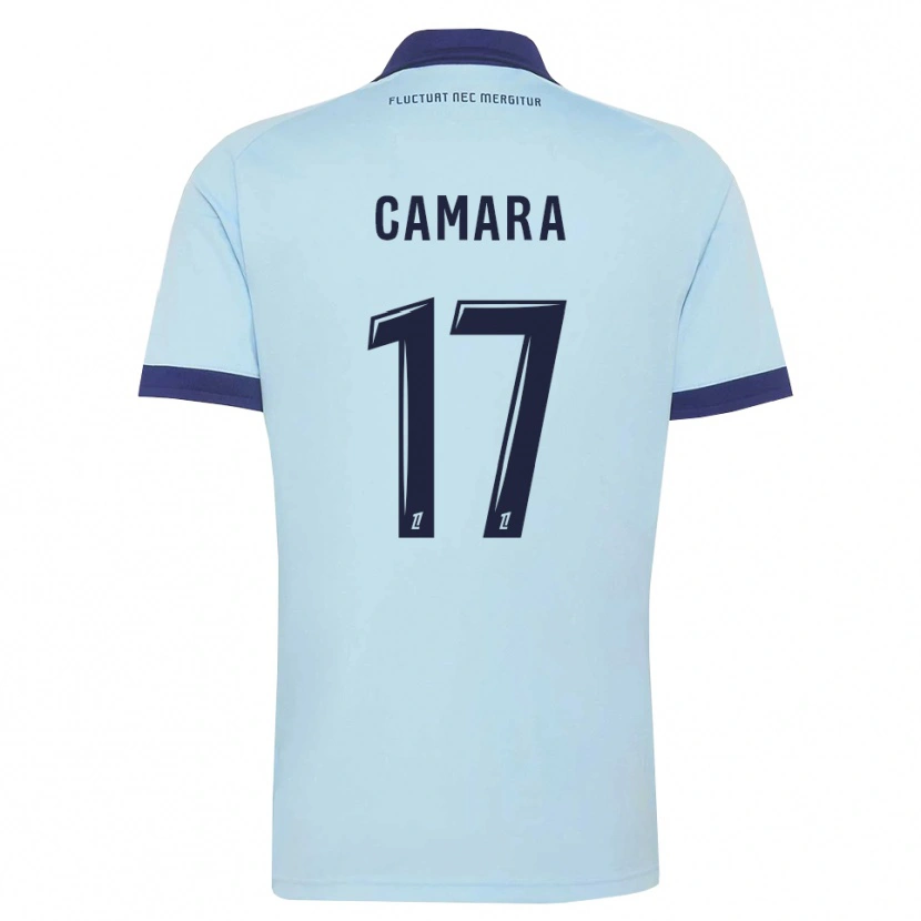 Danxen Børn Adama Camara #17 Kornblomstblå Sort Udebane Spillertrøjer 2026/27 Trøje T-Shirt