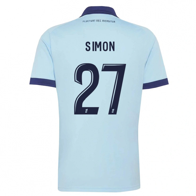 Danxen Børn Moses Simon #27 Kornblomstblå Sort Udebane Spillertrøjer 2026/27 Trøje T-Shirt