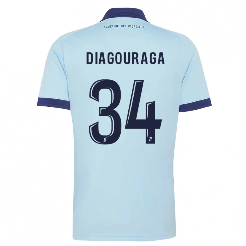 Danxen Børn Djibril Diagouraga #34 Kornblomstblå Sort Udebane Spillertrøjer 2026/27 Trøje T-Shirt
