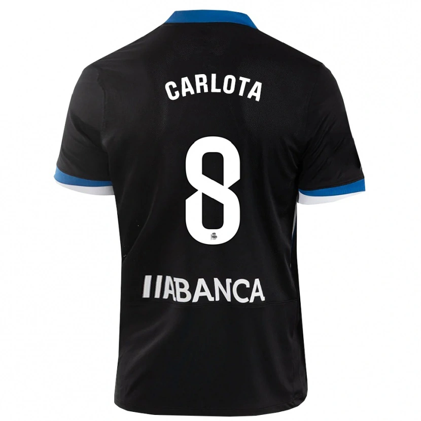 Danxen Børn Carlota Sánchez #8 Sort Blå Hvid Udebane Spillertrøjer 2026/27 Trøje T-Shirt