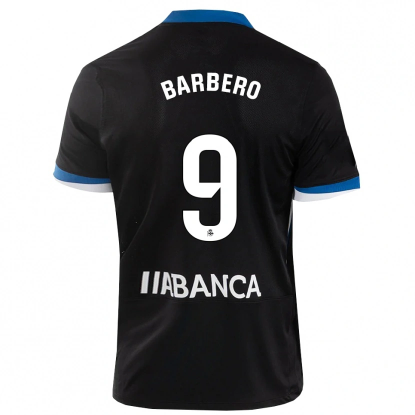 Danxen Børn Iván Barbero #9 Sort Blå Hvid Udebane Spillertrøjer 2026/27 Trøje T-Shirt