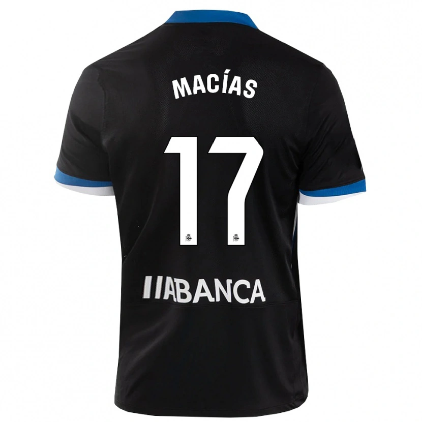 Danxen Børn Luisao Macías #17 Sort Blå Hvid Udebane Spillertrøjer 2026/27 Trøje T-Shirt