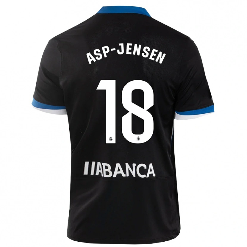 Danxen Børn Jonathan Asp Jensen #18 Sort Blå Hvid Udebane Spillertrøjer 2026/27 Trøje T-Shirt