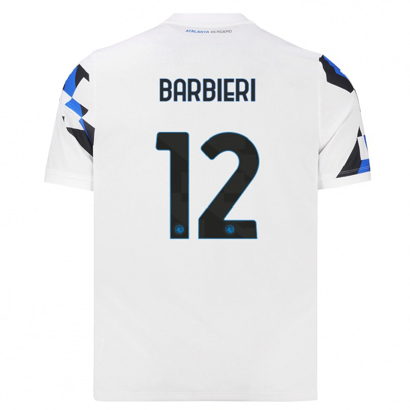 Danxen Børn Alessandro Barbieri #12 Hvid Rød Blå Udebane Spillertrøjer 2026/27 Trøje T-Shirt